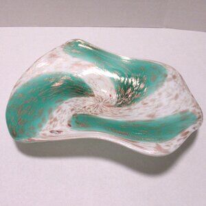 Swirled Green and White Glass Platter